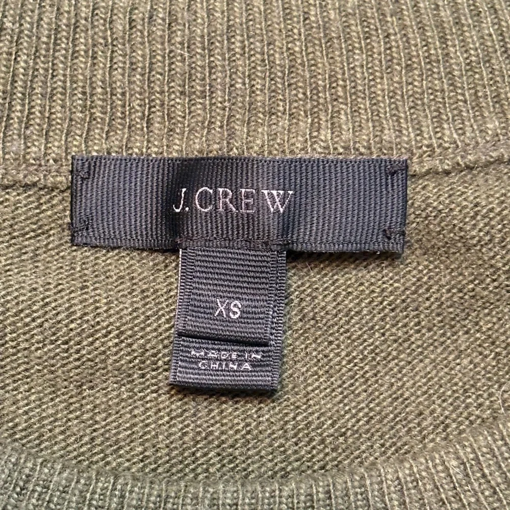 J. Crew Ruffle Sleeve Wool Blend Sweater in Olive Green size XS